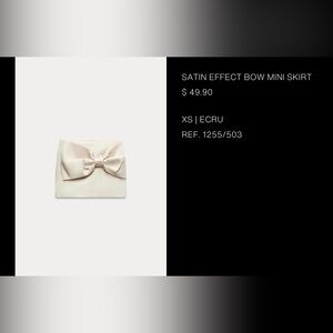 Zara Satin Effect Bow Mini Skirt in Ecru